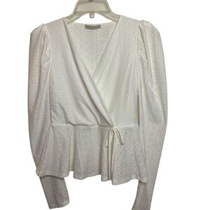 Active USA Ivory Wrap Blouse Eylet detail Size Small